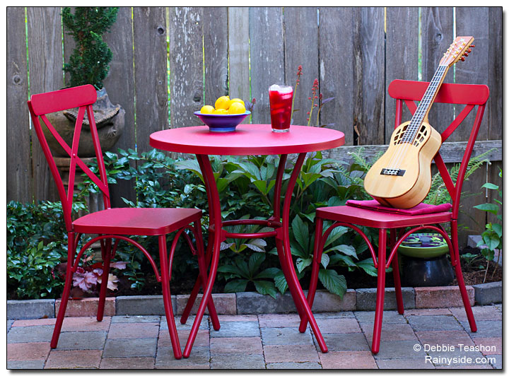 Red Bistro Table and Chairs